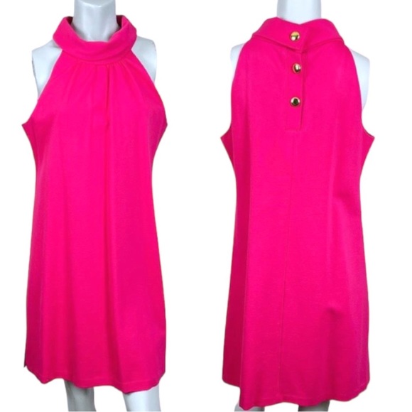 Eliza J Dresses & Skirts - Eliza J Dress Size 12 Shift Mini Hot Pink High Neck Mock Neck